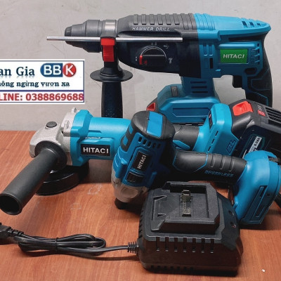Bộ Combo 3 Máy Gồm Máy Khoan Đục Bê Tông, Máy Mài Và Máy Chuyên Vít Dùng Pin 199V 15 Cell, Động Cơ Không Chổi Than, Máy Khoan Siêu Khỏe - Bảo Hành 1 Năm