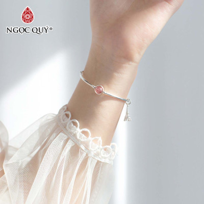 Vòng tay bạc một hạt đá charm tháp Eiffel mệnh hỏa, thổ - Ngọc Quý Gemstones