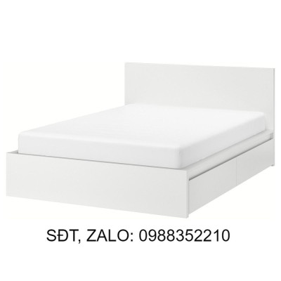 Giường gỗ MDF MALM kiểu dáng Bắc Âu hiện đại kèm 2 hộc tủ, sản xuất bởi Scandi Home