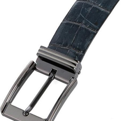 Dây nịt nam da cá sấu Huy Hoàng nguyên con bụng đầu kim màu xanh đậm HT4800