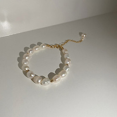 Lắc tay ngọc trai thật, dành cho bạn gái văn phòng, Thiết kế tinh xảo, Kiểu dáng đơn giản , Kèm bản Photo chứng thư kiểm định tại SJC