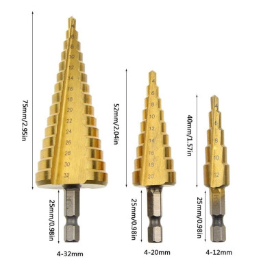 BỘ 3 MŨI KHOAN CHÓP NÓN 4-32MM INGCO AKSDS0301 - HÀNG CHÍNH HÃNG