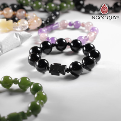 Vòng mân côi đá thạch anh tím & dâu đỏ mệnh hỏa, thổ - Ngọc Quý
