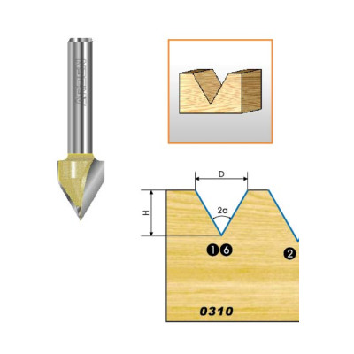 Mũi phay, mũi soi, mũi cắt rãnh V 60độ và 45độ cốt 1/4"(6.35mm) và cốt 1/2"(12.7mm) Arden (tùy chọn size)