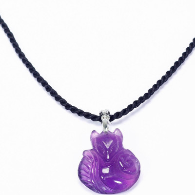 Mặt dây chuyền hồ ly 9 đuôi ôm hoa mẫu đơn đá thiên nhiên - Ngọc Quý Gemstones