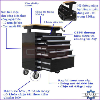 Tủ dụng cụ đồ nghề CSPS 7605 76 cm – 05 hộc kéo nâng hạ