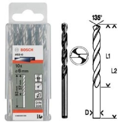 Bộ 10 mũi khoan sắt HSS-G Bosch 3.5mm 2608595058