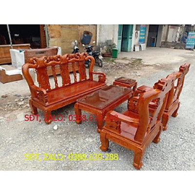 Bàn ghế quốc đào gỗ xoan ta 6 món tay 10