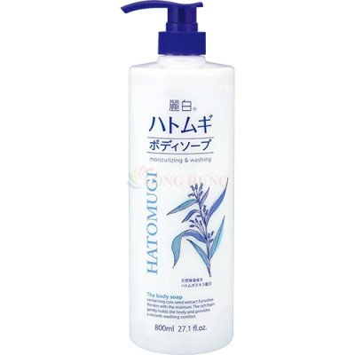 Sữa tắm dưỡng ẩm trắng sáng da Ý Dĩ Hatomugi Kumano Reihaku Body Soap (800ml) - Hàng chính hãng