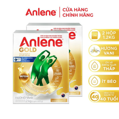 Bao bì mới - Combo 2 Sữa Bột Anlene Gold Hương Vanilla (Hộp Giấy 1,2kg)