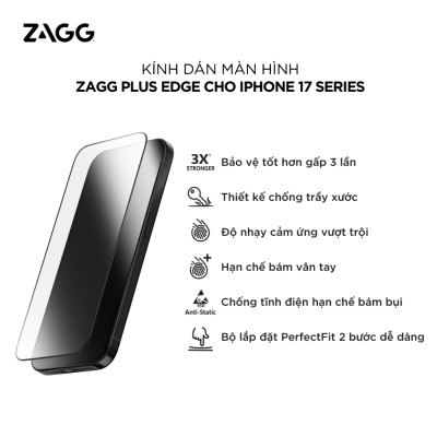 Kính Cường Lực ZAGG cho iphone 17 Series Trong Suốt Plus Edge/ Chống Nhìn Trộm Elite Edge Privacy kèm khung trợ dán_ Hàng chính hãng