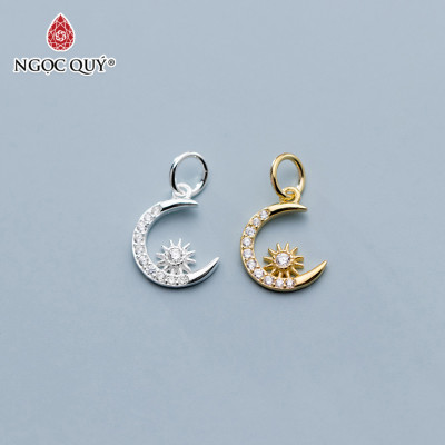Combo 2 cái charm bạc mặt trăng treo - Ngọc Quý Gemstones