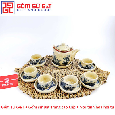 Bộ trà men rạn sơn thủy dáng vại Gốm Sứ G&T