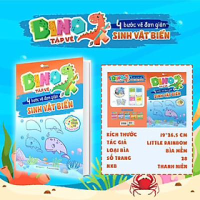 Sách - Dino Tập Vẽ - 4 Bước Tập Vẽ Đơn Giản Cho Bé - 10 Trang Stickers - Megabook