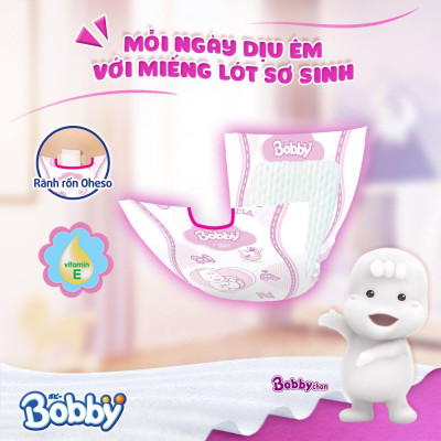 Miếng lót sơ sinh Bobby Newborn 1-64 miếng - Tặng 4 miếng Tã Quần Một Bên NB size S