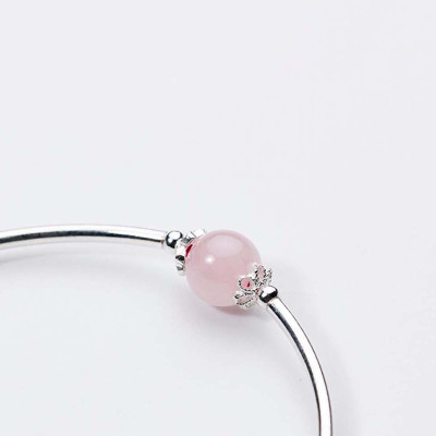 Vòng tay bạc đá thạch anh hồng charm Dreamcatcher mệnh hỏa, thổ - Ngọc Quý Gemstones