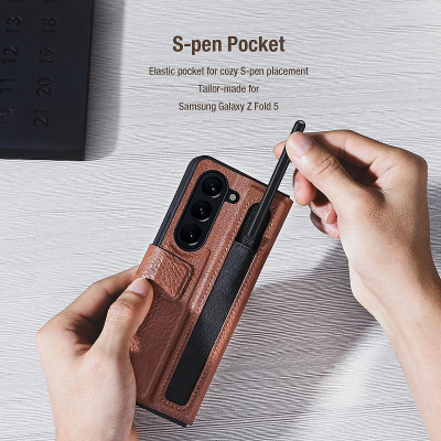 Bao da cho Galaxy Z Fold 7 / Z Fold 6 Nillkin Aoge có nhét bút - hàng chính hãng