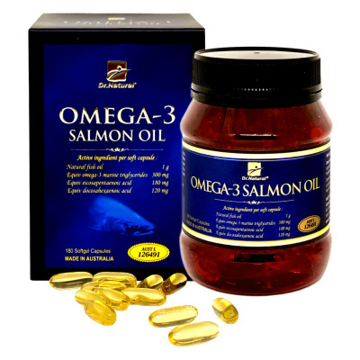 Viên Uống Dầu Cá Hồi Úc Dr Natural Omega 3 Salmon Oil 180 Viên | Tốt Cho Mắt, Não, Tìm, Giảm Nguy Cơ Xơ Vữa Động Mạch - Hàng Chính Hãng