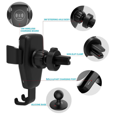 Đèn Ốp Trần Giá Đỡ Điệnn Thoại Kiêm Sạc Nhanh Không Dây 30W - Gắn Lỗ Thông Gió Xe Hơi & Xe Tải