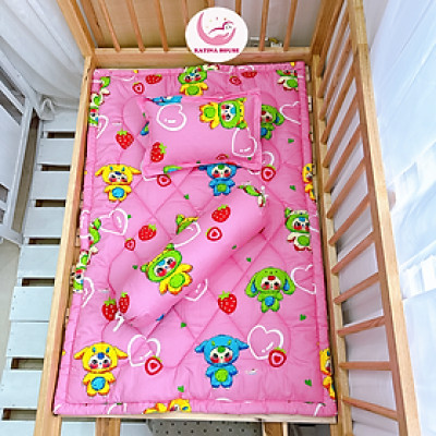 Bộ nệm gối cho bé đi học mẫu giáo Katina House, vải cotton mềm mát, họa tiết gần gũi