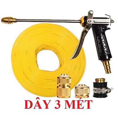 Bộ dây vòi xịt nước ️ ,tăng áp 3 lần,loại 3m,5m 206318 đầu đồng, cút đồng,nối đồng+ mở chai