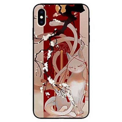 Ốp lưng in cho Iphone Xs Max Mẫu Mèo Cành Hoa Đào