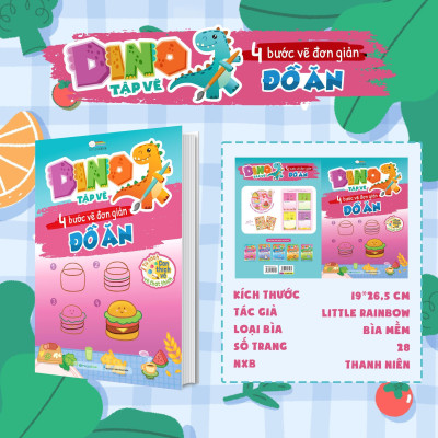 Sách - Dino Tập Vẽ - 4 Bước Vẽ Đơn Giản Đồ Ăn - Megabook