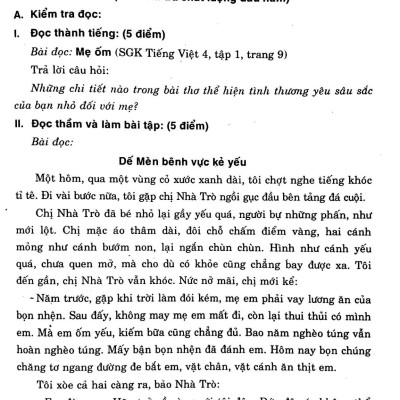Đề Kiểm Tra Định Kỳ Tiếng Việt - Toán- Khoa Học- Lịch Sử -Địa Lí 4 - Tập 1