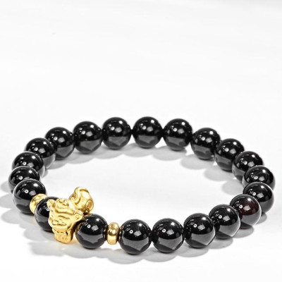 Vòng Tay Đá Thiên Thạch Charm Tuổi Thân Bạc Mạ Vàng 24K Ngọc Quý Gemstones