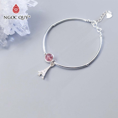 Vòng tay bạc một hạt đá charm tháp Eiffel mệnh hỏa, thổ - Ngọc Quý Gemstones
