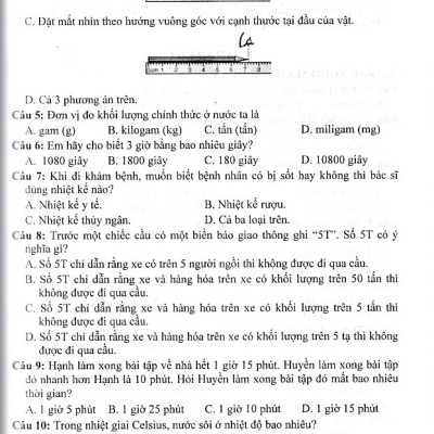 Tuyển tập đề kiểm tra định kì Khoa Học Tự Nhiên lớp 6 (Dùng chung cho các bộ SGK)