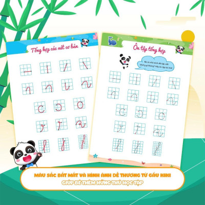 Sách - Phiếu Luyện Viết Cùng Gấu Kiki 1 - Luyện Viết Các Nét Cơ Bản - Megabook