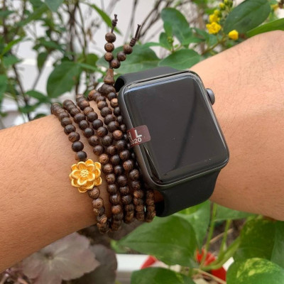 Vòng tay Chuỗi Tràng Hạt 216 4mm Trầm Sánh Chìm MIX Bạc S925 CHARM (Hồng Trà) - Trầm Hương Tự Nhiên