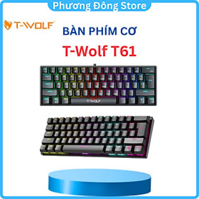 Bàn Phím cơ T-Wolf T61, Blue Switch, USB, LED, 61 Gaming - Hàng chính hãng