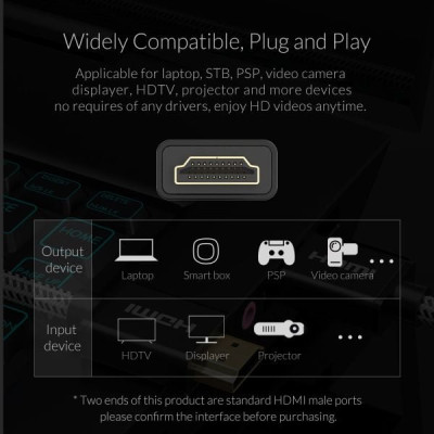 Cáp HDMI ORICO HD501-100-BK - chuẩn 2.0 4K/30Hz (dây dù) 10 mét - Hàng Chính Hãng