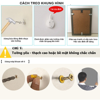 Bộ Khung Ảnh Treo Tường Phong Cách Trắng Đen Nghệ Thuật Tặng Kèm bộ ảnh như hình mẫu, đinh treo tranh và sơ đồ treo - PGC283