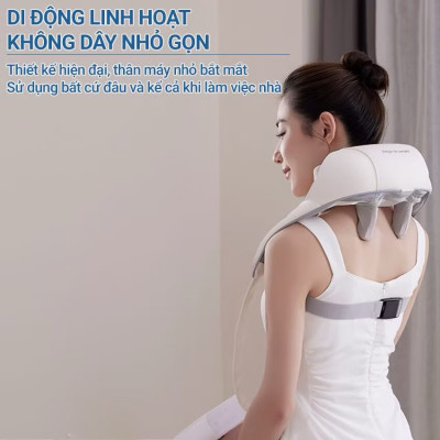 ￼Máy Massage cổ vai gáy Eazylife, nén nóng hồng ngoại 6D, Đai Mát Xa Đa Năng