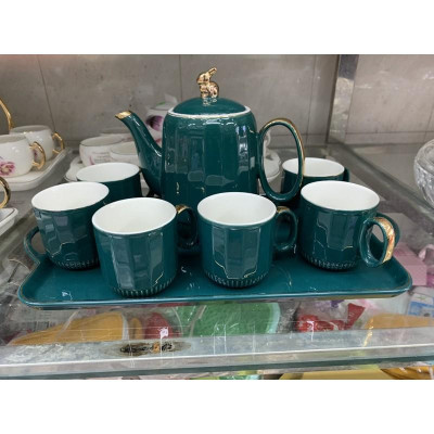 Bộ ấm chén sứ xanh Cổ vịt kèm khay RBL-1