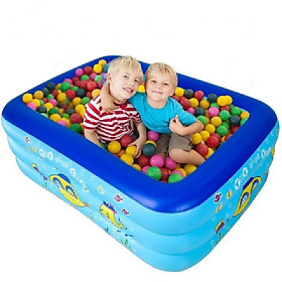 Bể Phao Bơi Cho Bé 3 Tầng 1.3m Hình Chữ Nhật Kèm Miếng Vá