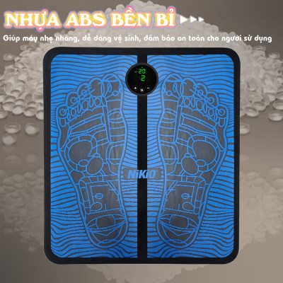 Thảm massage bàn chân xung điện Nikio NK-106 có 12 chế độ, 19 cường độ matxa, thúc đẩy lưu thông máu, giảm tê bì và đau mỏi chân hiệu quả