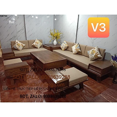 Bàn ghế sô fa chân vát gỗ sồi nga