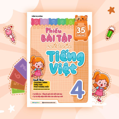 Combo Phiếu Bài Tập Cuối Tuần Toán + Tiếng Việt Lớp 4 (35 Tuần Học) (Bộ 2 Cuốn) - MEGA