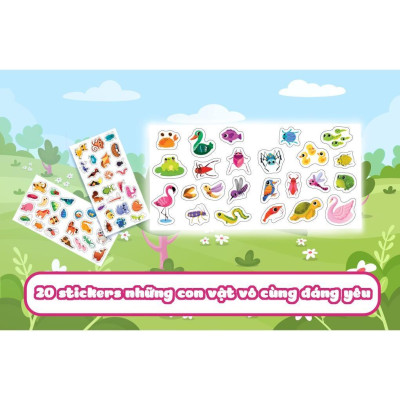 Sách - Cuộc Phiêu Lưu Của Mèo Tí Hon Trên Bãi Cỏ (20 Stickers Con Vật) - Megabook