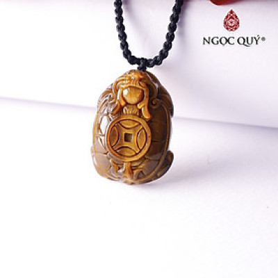 Mặt dây chuyền long quy đá mắt hổ vàng nâu 35x34x12mm mệnh thổ, kim - Ngọc Quý Gemstones