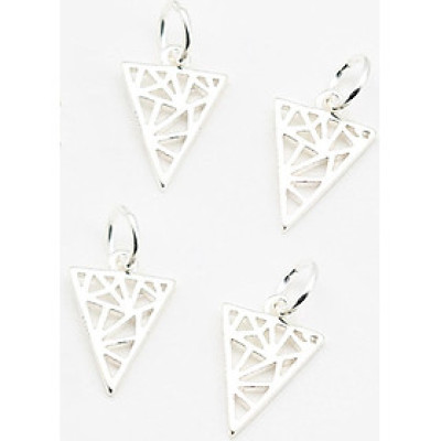 Combo 4 cái charm bạc hình tam giác họa tiết hoa văn treo - Ngọc Quý Gemstones
