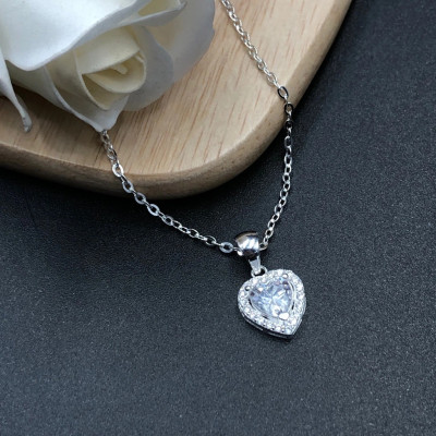 Dây Chuyền Vòng Cổ Nữ Bạc Ta Trái Tim Đính Đá Cao Cấp BẠC HIỂU MINH DMD486