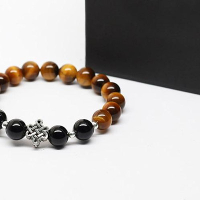 Vòng Thạch Anh Mắt Hổ Vàng Nâu Mix Mã Não Đen 8mm Ngọc Quý Gemstones VT81