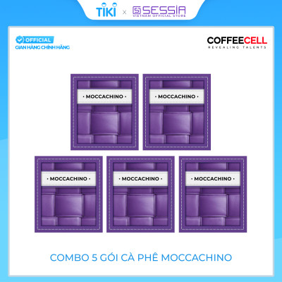 Combo 5 Gói Cà Phê Mocha Với Nhân Sâm Trắng Thượng Hạng COFFEECELL (5 gói x 15g) - Cà phê Arabica từ Brazil, Vị Socola tinh tế, Khơi nguồn cảm hứng - Hàng Chính Hãng