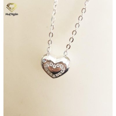 Dây chuyền bạc Ý 925 Huệ Ngân - Tim phồng xinh đính đá PP1500
