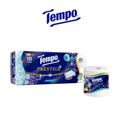 Lốc 10 Cuộn Giấy Vệ Sinh Tempo Prestige - Hoa Chuông Xanh